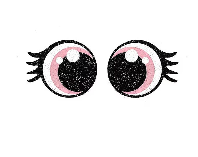 Glitter Felt Eyes with Lashes for Amigurumi, Pink, Kawaii Crochet Plushie Accessories