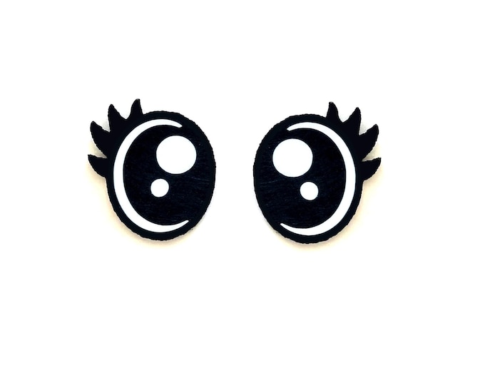 Felt Oval Eyes with Lashes for Amigurumi, Crochet, Plushie, Kawaii (3-48 Pack)