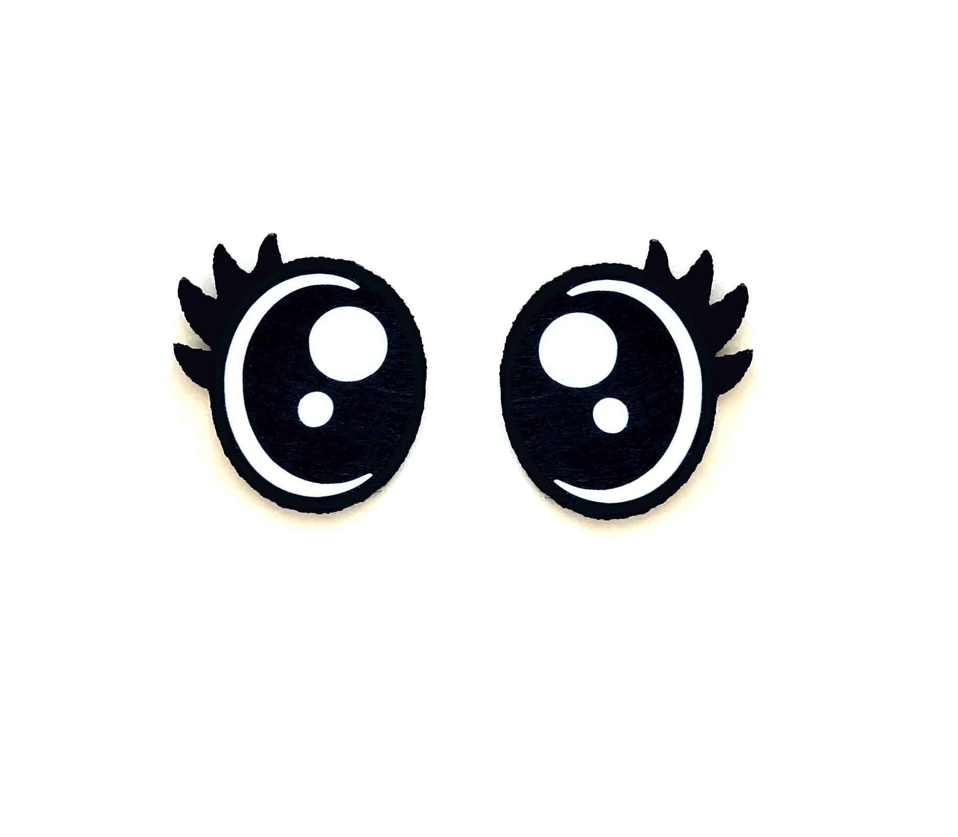 6 Pack of Oval Kawaii Felt Eyes for Amigurumi, with Lashes, Multiple Sizes Available