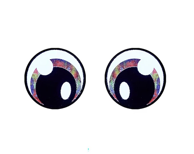 6 Pack, 3 Pack or Bulk Glitter Felt Eyes for Amigurumi, Crochet, Knit, Plushie, Round, Tye Dye, Rainbow, Kawaii