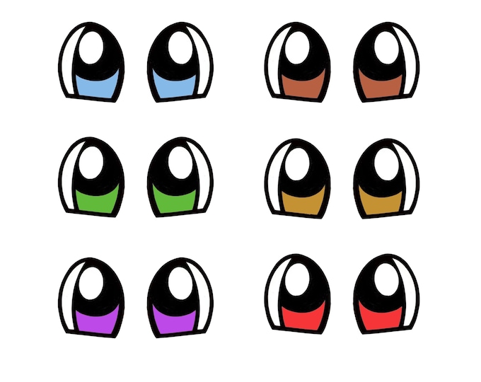 Felt Eyes for Amigurumi, Crochet, Knit Plushies, Oval Kawaii Designs (3, 6, 12, 24, 48 Pack)