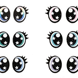 3 Pack of Felt Amigurumi Eyes with Eyelashes image 1