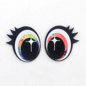 3 Pack of Glitter Felt Eyes for Amigurumi, With Lashes, Multiple Sizes Available image 3