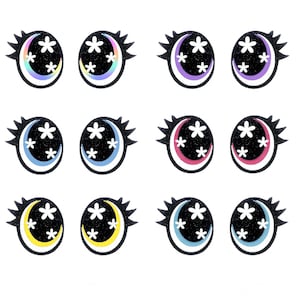 6 Pack of Oval Flower Glitter Felt Eyes for Amigurumi Multiple Sizes Available