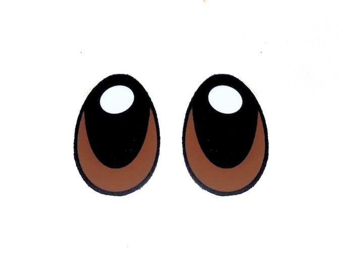 Oval Felt Eyes for Amigurumi, Glitter Brown, Kawaii Style (3, 6, 12, 24, 48 Pack)