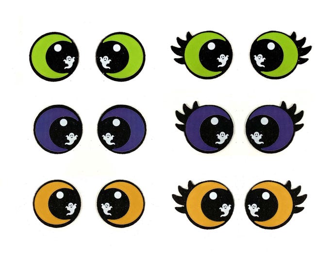 6 Pack, 3 Pack or Bulk Glitter Felt Eyes for Amigurumi, Halloween, Monster, Vampire, Crochet, Knit, Plushie, Monster, Ghost, Bats, Spider