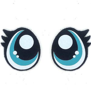 Paquete de 3 ojos de fieltro para amigurumi con pestañas, disponibles en varios tamaños. imagen 2