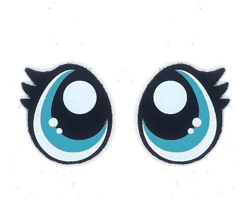 Paquete de 3 ojos de fieltro para amigurumi con pestañas, disponibles en varios tamaños. imagen 2