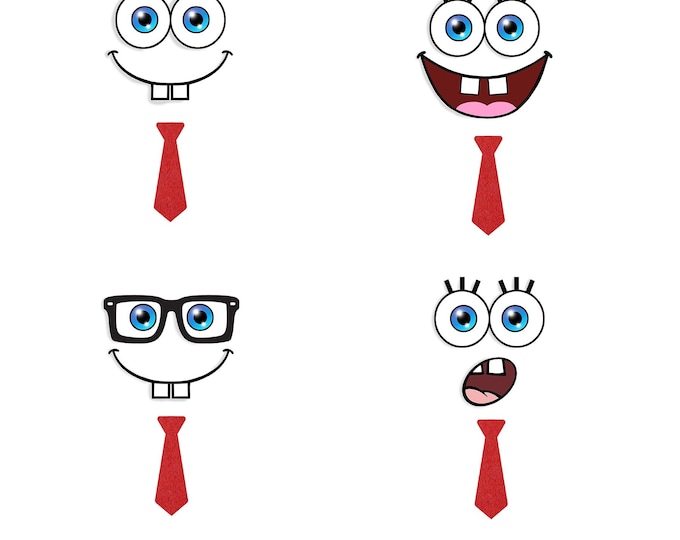 3 Pack Felt Amigurumi Faces Set, Crochet Plushie Eyes, Mouth, Cheeks, Tie