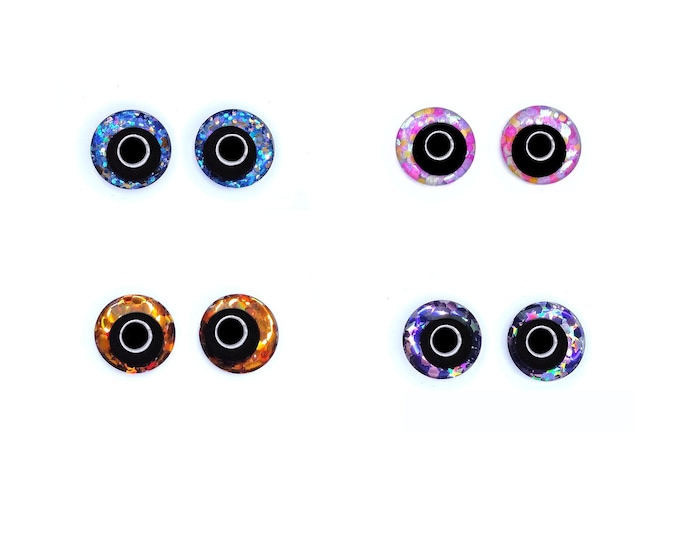 Glitter Sinker Safety Eyes for Amigurumi, Offset Pupil, 10mm-35mm