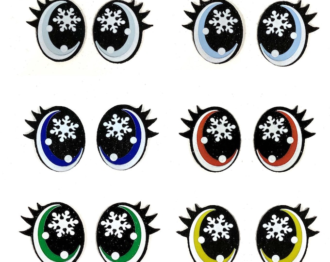 6 Pack, 3 Pack or Bulk Glitter Christmas Felt Eyes for Amigurumi, Holiday, Snowflake, Snowman, Crochet, Knit, Plushie, Kawaii
