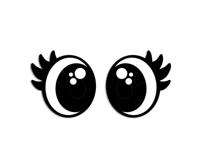 Felt Eyes with Lashes for Amigurumi, Crochet, Kawaii Plushies, Round, Oval, Glitter