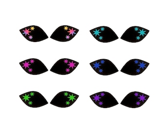 Alien Felt Eyes for Amigurumi, Crochet, Plushies, Glitter Stars, Kawaii Cosmic