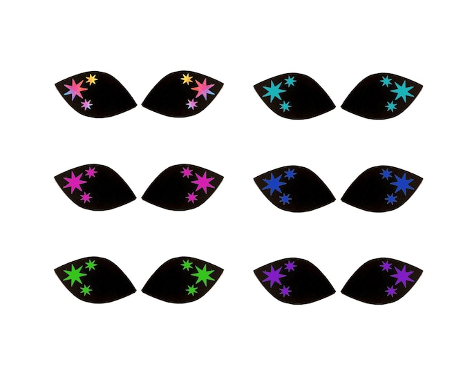 Alien Felt Eyes for Amigurumi, Crochet, Plushies, Glitter Stars, Kawaii Cosmic