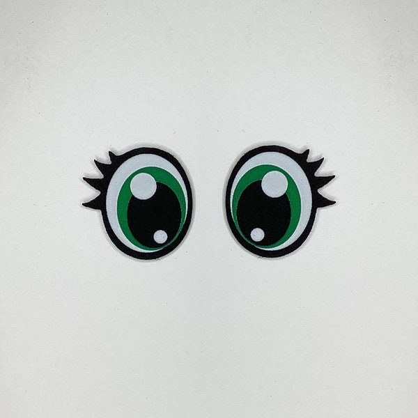 6 Pairs of Green Glitter Felt Eyes  *Multiple Sizes Available*