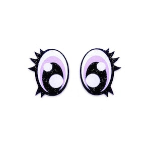 6 Pack, 3 Pack or Bulk Glitter Felt Eyes with Lashes for Amigurumi, Crochet, Knit, Plushie, Oval, Kawaii