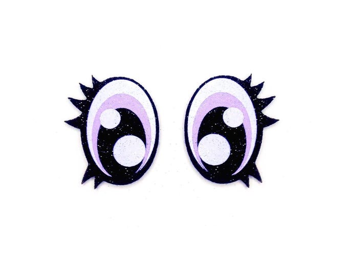 Glitter Felt Eyes with Lashes, Oval Kawaii Amigurumi Crochet Plushie (3-48 Pack)