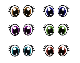 3 Pack of Glitter Felt Eyes with Lashes for Amigurumi, Crochet Plushie Eyes