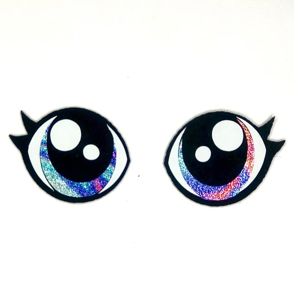 6 Pairs of Rainbow Felt Eyes with Eyelashes *Multiple Sizes Available*