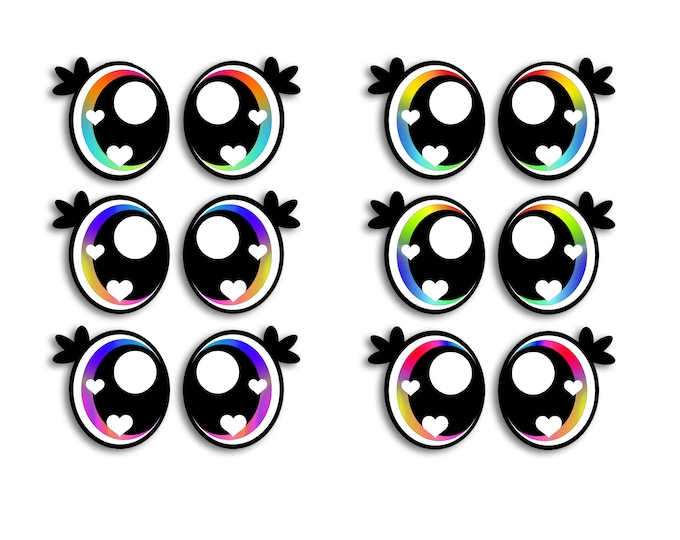 6 Pack, 3 Pack or Bulk Felt Eyes for Amigurumi, Crochet, Knit, Plushie, Glitter, Kawaii