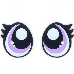 Paquete de 3 ojos de fieltro para amigurumi con pestañas, disponibles en varios tamaños. imagen 3