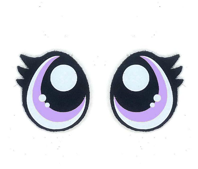 Paquete de 3 ojos de fieltro para amigurumi con pestañas, disponibles en varios tamaños. imagen 3