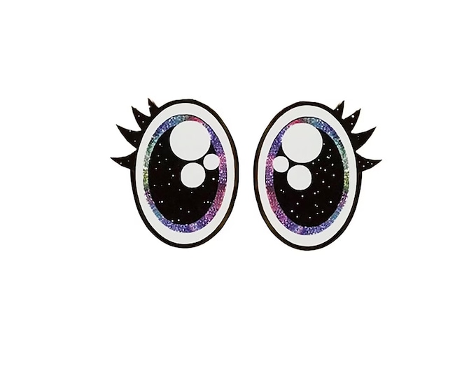 Glitter Felt Eyes with Lashes for Amigurumi, Crochet, Plushie, Kawaii Crafts (3, 6, 12, 24, 48 Pack)