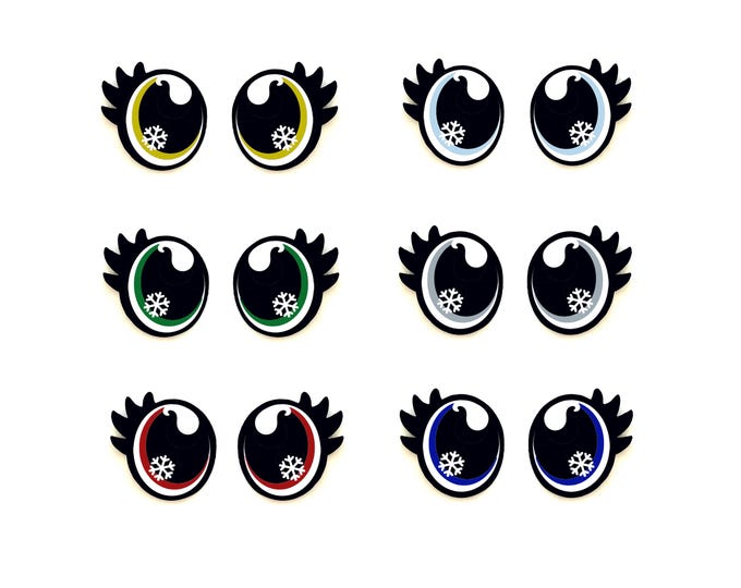 6 Pack, 3 Pack or Bulk Glitter Christmas Felt Eyes for Amigurumi, Holiday, Snowflake, Snowman, Crochet, Knit, Plushie, Kawaii