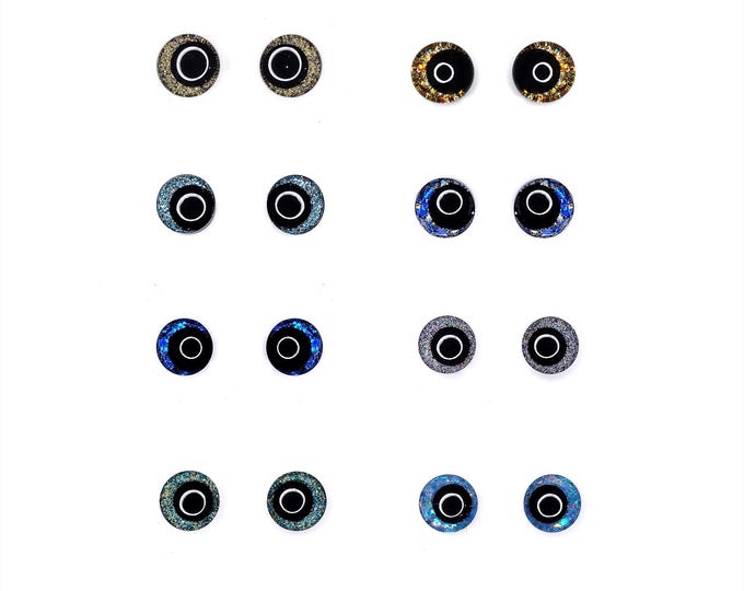 Glitter Sinker Safety Eyes With Offset Pupil for Amigurumi, 10mm-35mm