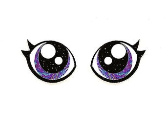 Glitter Felt Eyes with Lashes for Amigurumi, Crochet, Plushie, Kawaii Crafting