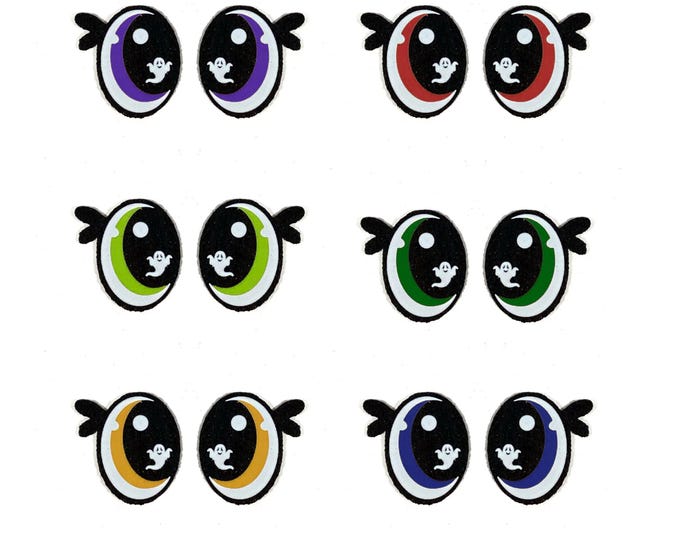 6 Pack, 3 Pack or Bulk Glitter Felt Eyes for Amigurumi, Halloween, Monster, Vampire, Crochet, Knit, Plushie, Monster, Ghost, Bats, Spider