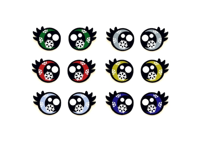 6 Pack, 3 Pack or Bulk Glitter Christmas Felt Eyes for Amigurumi, Holiday, Snowflake, Snowman, Crochet, Knit, Plushie, Kawaii