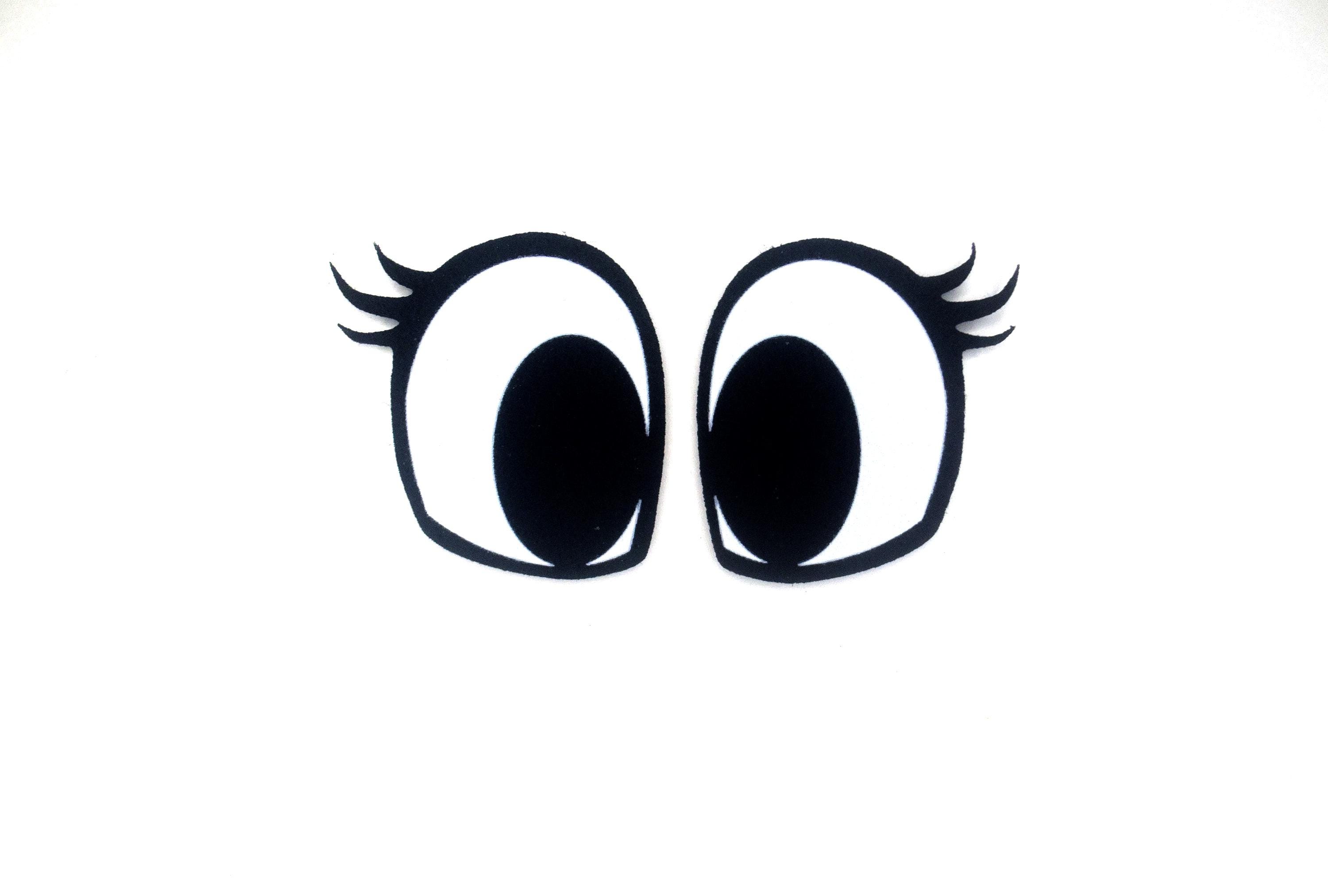 6 Pack of Cartoon Felt Eyes for Amigurumi, with Lashes, Multiple Sizes Available