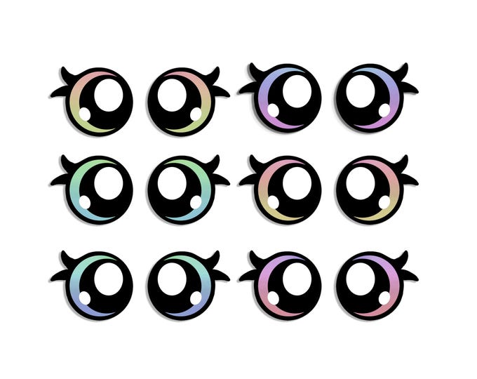 6 Pack, 3 Pack or Bulk Felt Eyes for Amigurumi, Crochet, Knit, Plushie, Glitter, Kawaii