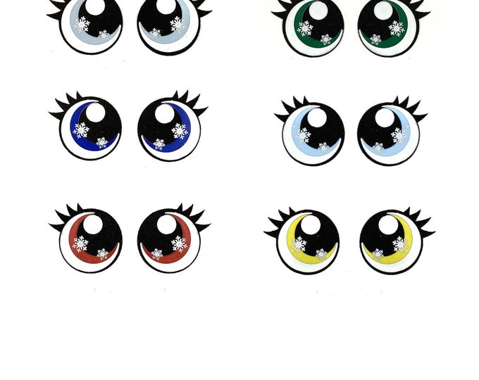 6 Pack, 3 Pack or Bulk Glitter Christmas Felt Eyes for Amigurumi, Holiday, Snowflake, Snowman, Crochet, Knit, Plushie, Kawaii