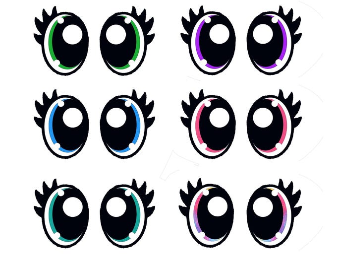 Felt Eyes with Lashes for Amigurumi, Crochet, Knit Plushies (3, 6, 12, 24, 48 Pack)