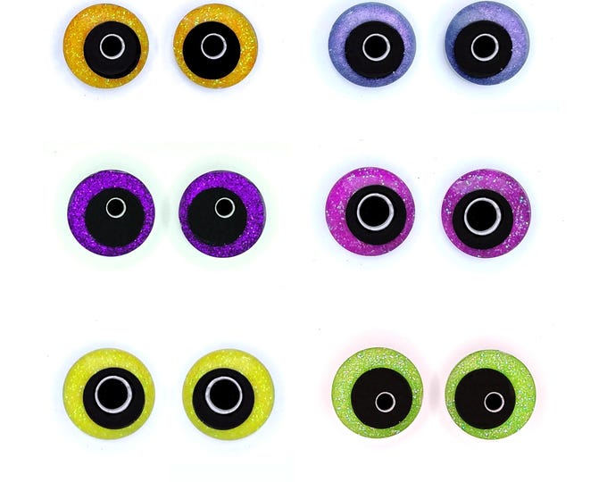 Glitter Sinker Safety Eyes for Amigurumi, Offset Pupil, 10mm-35mm