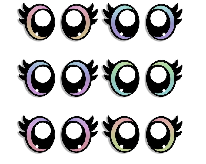 Felt Eyes with Lashes for Amigurumi, Crochet Plushies, Kawaii Oval (3-48 Pack)