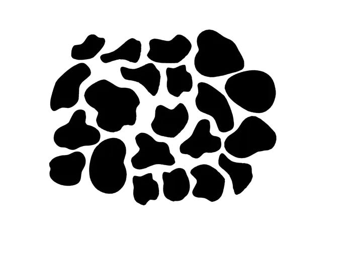 20 Felt Cow Spots for Amigurumi, Dog Spots, Crochet Plushies, Multiple Sizes Available
