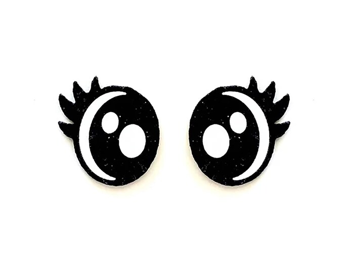 6 Pack, 3 Pack or Bulk Felt Eyes with Lashes for Amigurumi, Basic, Oval, Crochet, Knit, Plushie, Glitter, Kawaii