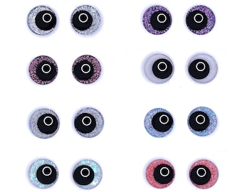 Glitter Sinker Safety Eyes With Offset Pupil for Amigurumi, 10mm-35mm