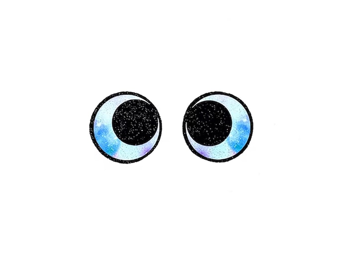 6 Pack, 3 Pack or Bulk Glitter Felt Eyes for Amigurumi, Crochet, Rainbow, Round, Knit, Plushie, Glitter, Kawaii