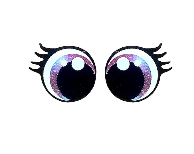 Glitter Felt Eyes with Lashes for Amigurumi, Crochet, Kawaii Plushies (3-48 Pack)