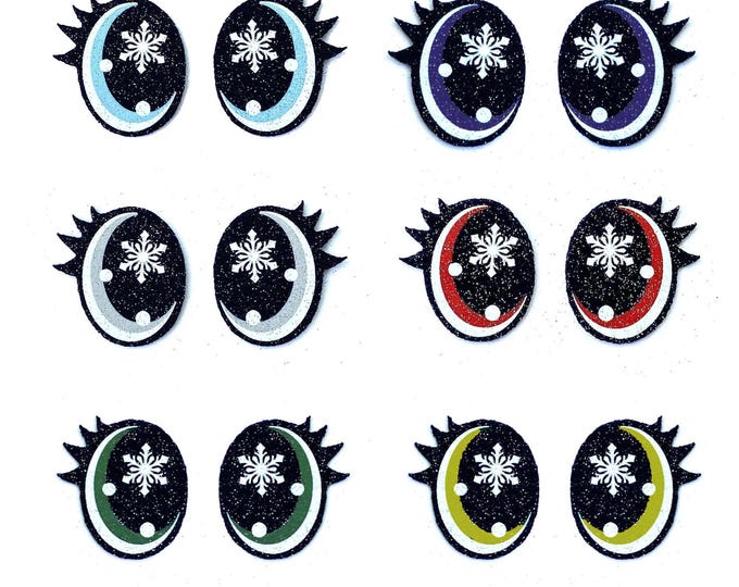 6 Pack, 3 Pack or Bulk Glitter Christmas Felt Eyes for Amigurumi, Holiday, Snowflake, Snowman, Crochet, Knit, Plushie, Kawaii