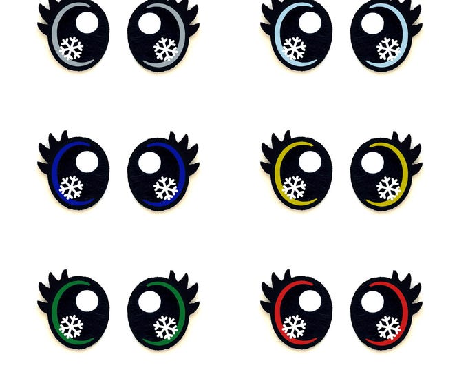 6 Pack, 3 Pack or Bulk Glitter Christmas Felt Eyes for Amigurumi, Holiday, Snowflake, Snowman, Crochet, Knit, Plushie, Kawaii