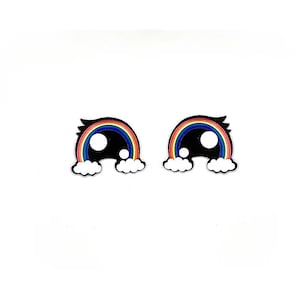 6 Pack of Rainbow Glitter Felt Eyes For Amigurumi Multiple Sizes Available