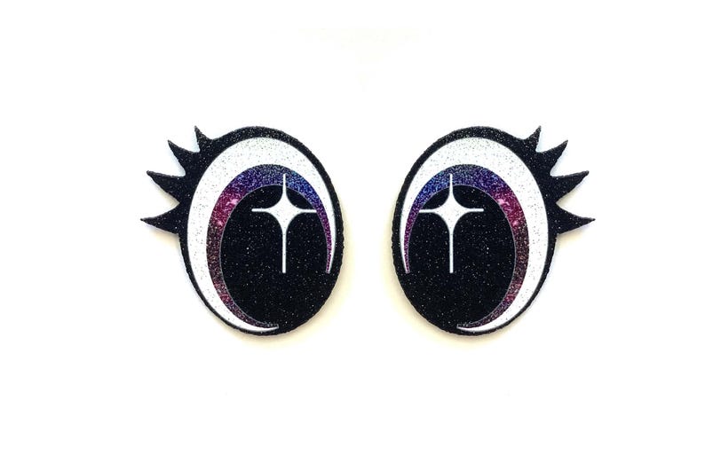 3 Pack of Glitter Felt Eyes for Amigurumi, With Lashes, Multiple Sizes Available image 2