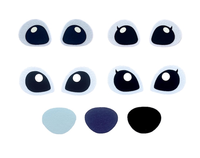 Alen Faces for Amigurumi, Crochet, Plushie Making, Stiffened Felt Set