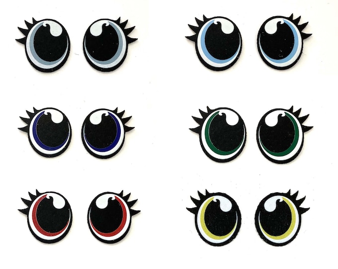 Felt Eyes with Lashes for Amigurumi, Crochet, Kawaii Plushies (3, 6, 12, 24, 48 Pack)