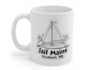 Sail Maine sailboat mug | Portland ME souvenir ceramic mug